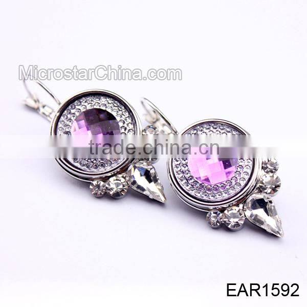 Copper base dangle DIY rhinestone button earring