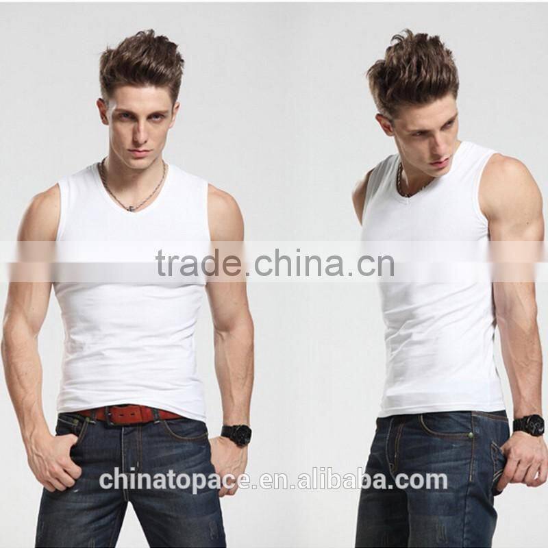 Brand super cotton soft stretchable sleeveless t shirt blank fitness 100 cotton men tank top
