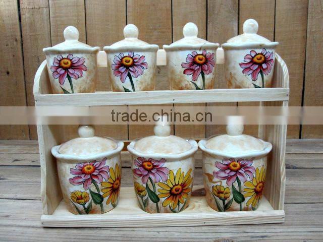 Wholesale handpaint daisy ceramic creamer with sugar bowl set