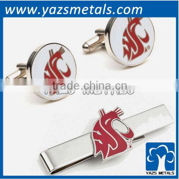 Cougars bars and cufflinks, custom made metal tie clip with design