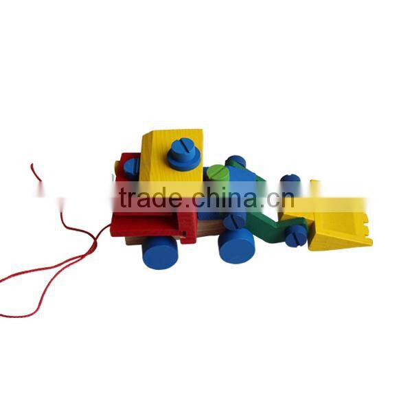 Colourful wooden toy forklift