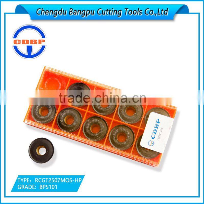 CDBP carbide insert turning RCGT2507MOS-HP steel processing