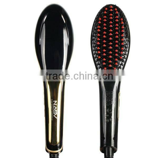 2016 new arrive NASV beauty star hair straightener brush varity color with ceramic rotataing and LCD display ionic hair straight