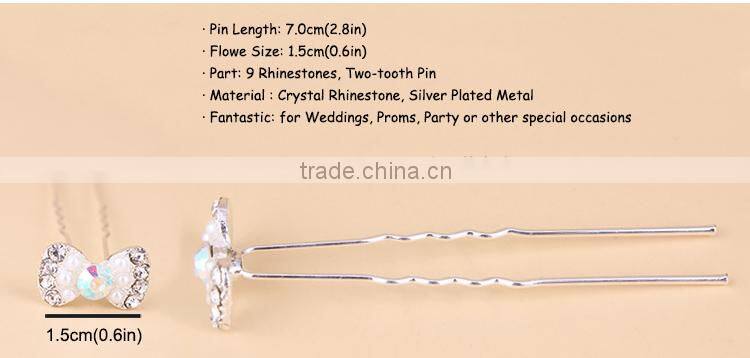 Fashion Rhinestone Flower Shaped Alloy Hair Pin for Women