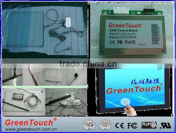 Vandal proof pure glass 17 inch saw touch screen