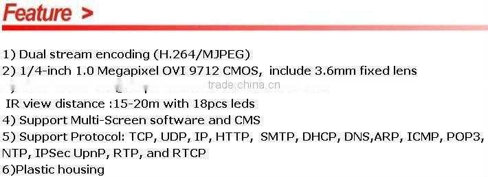 IPS Cheaptest 720P OV9712 CMOS sensor 15-20 IR distance 3.6MM Fixed Lens plastic housing Infrared Dome Cameras IPS-EO1321