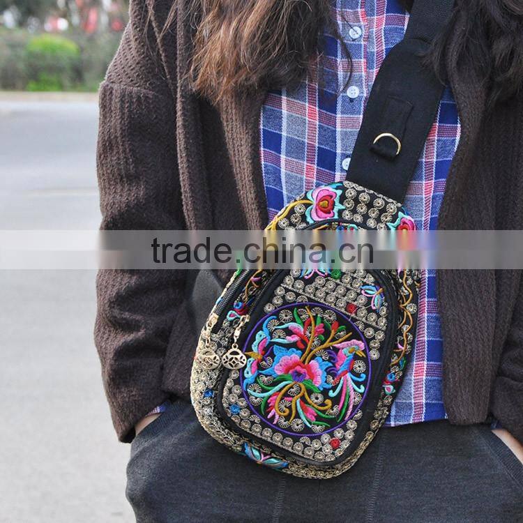 Luckybags waist bag ethnic embroidery shoulder bag multi waist bags for ipad embroidery shoulder bags for women