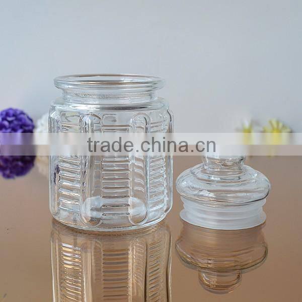 Storage glass jars with glass lid different style