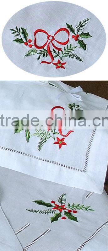 embroidery cotton linen mixed color border table clothes
