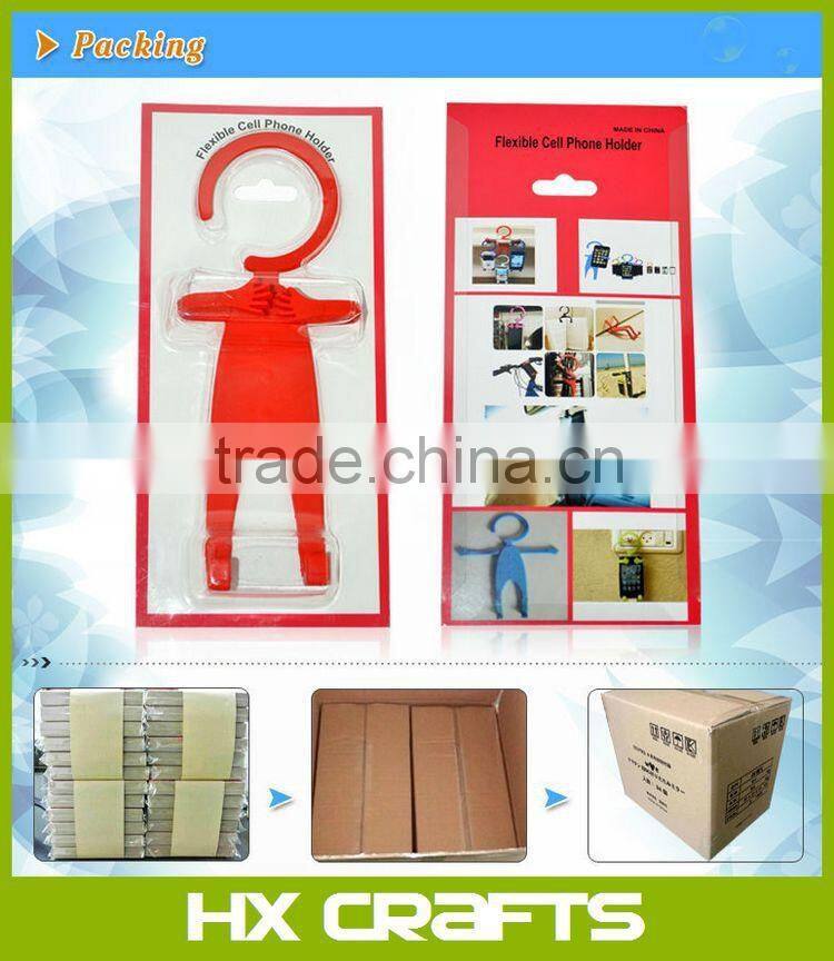 Flexible Hook Cell Phone Holder Multi function Human Shape Hanger / Phone Holder Silicon Unique Flexible Cell Phone Holder