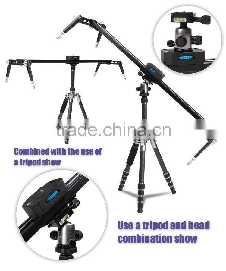 Factory supply camera mini rail dolly slider 80cm for DV camcorder with pan head