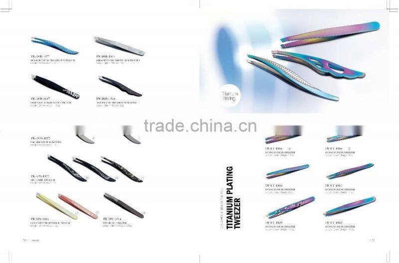 New Arrival Titanium Plating Eyebrow Tweezer/Stainless Steel Tweezers