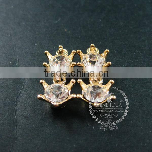 18mm gold plated brass zircon imperial crown pendant charm DIY supplies findings 1800148