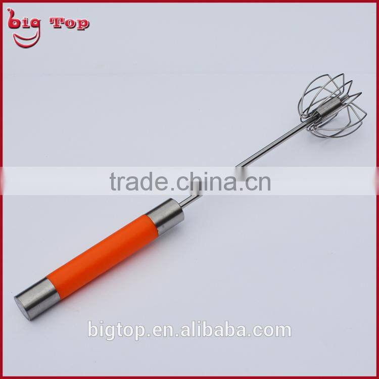 BT0150 12" Rotating Whisk with PP Handle 12" Revolve Egg Beater With 430 Stainless Steel Function Part 12" Rotary Egg Whisk