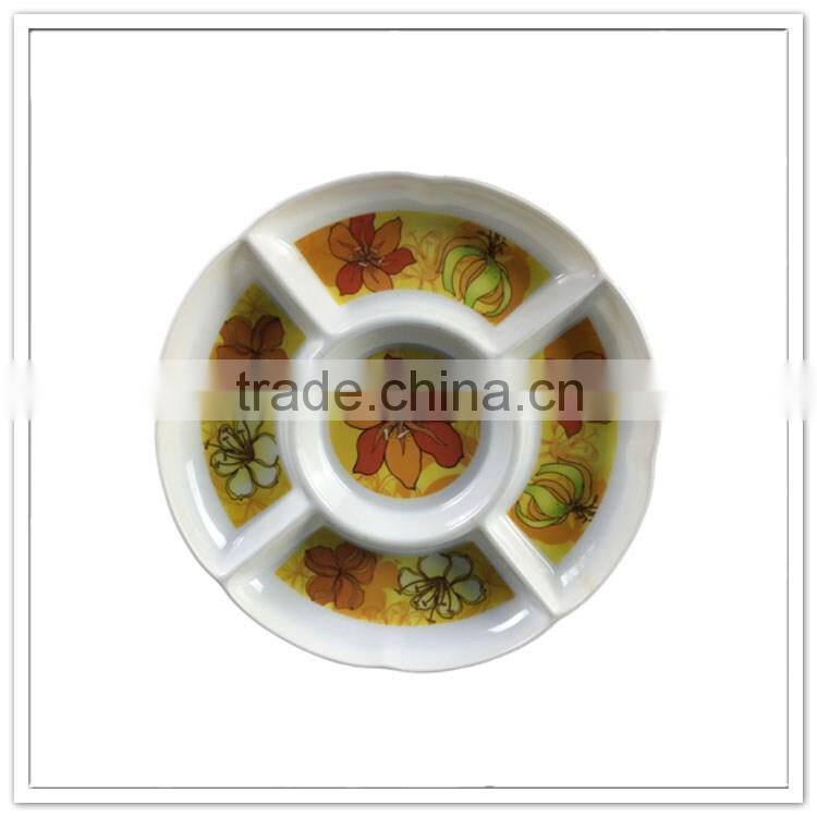 New arrivals 5 section hotel use chip and dip dinner plate
