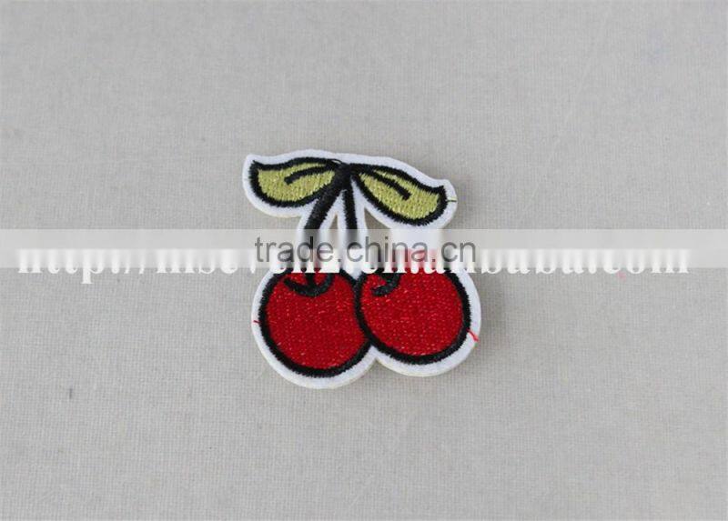 beautiful 5*5 cm embroidery mini cherry printting design trim custom leather patch
