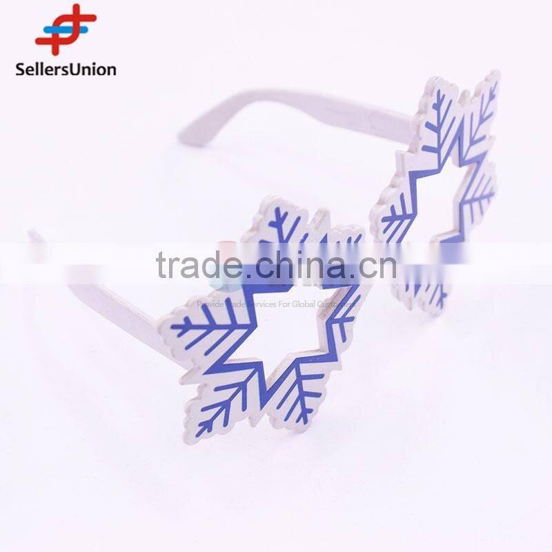No.1 yiwu exporting commission agent wanted Blue Snowflake Shaped Cute Eyewear Party Glasses