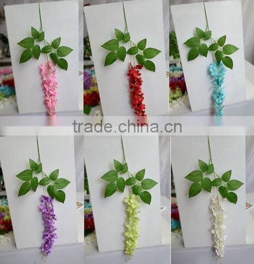 LF354 colorful plastic flower stems hanging wisteria stem