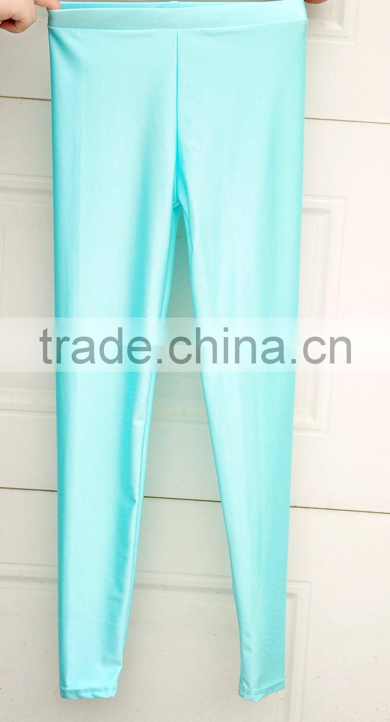 Hot Fashion Women Slim Fit Glow Fluorescent Stretch Leggings Shiny Casual Candy Color Pants