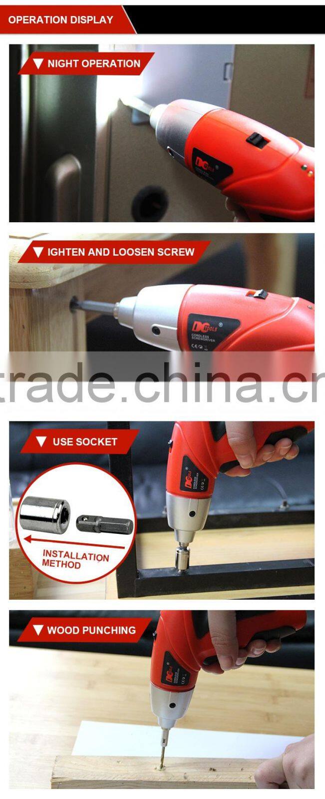 Rechargeable electric screwdriver, cordless drill, mini power drill, electric screwdriver kit