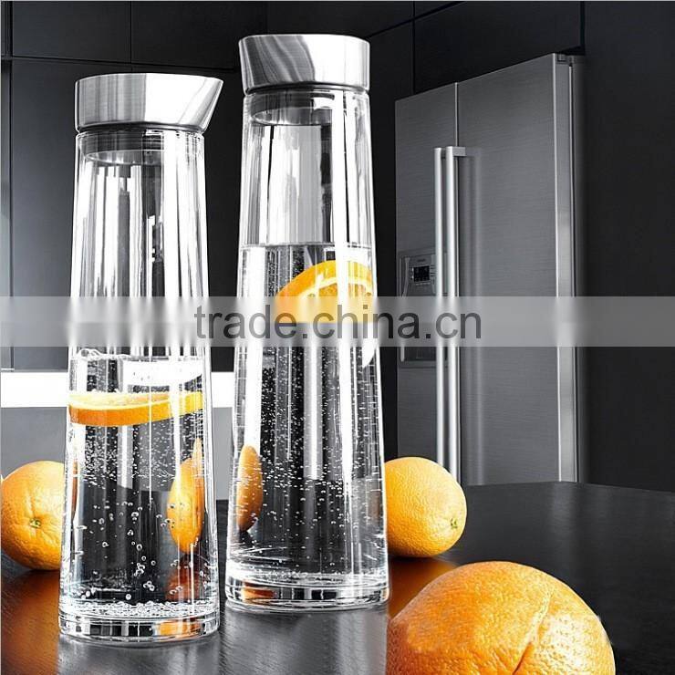 Glass Drip-free Carafe with Stainless Steel Silicone Flip-top Lid, Hot and Cold Water Pitcher, Tea/Coffee Maker
