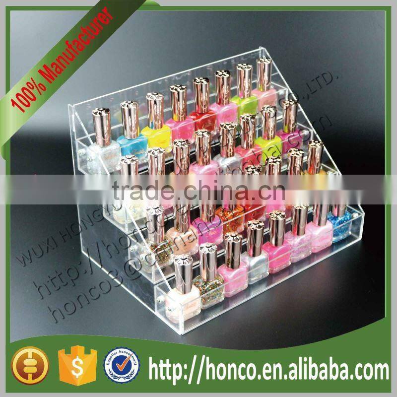 Top Selling 32pcs 4 Tiers Acrylic Nail Polish Cosmetics Display Rack Clear Colour