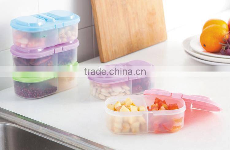 knock-down 2 cells flip cap food storage box-purple