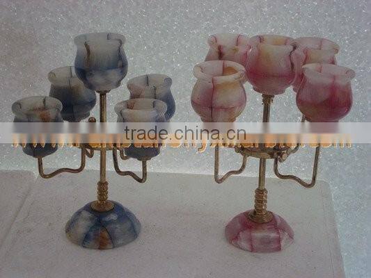 Hot Sale Popular ONYX CANDLE HOLDERS STANDS BRASS WORK
