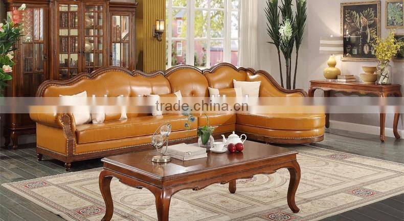 American modern concise genuine leather corner sofa set