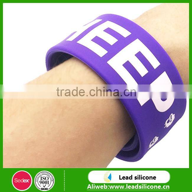 promotional custom printing silicone slap bracelet