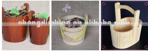 Natural small kids toy woden buckets with handle