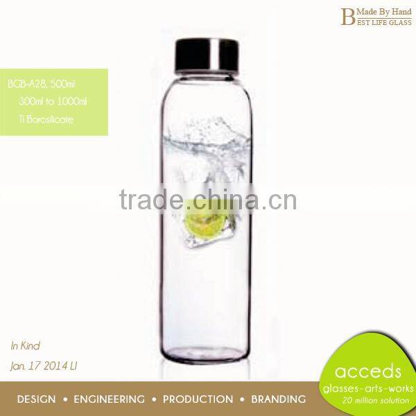 Portable Pyrex Glass Gym Drink Bottles