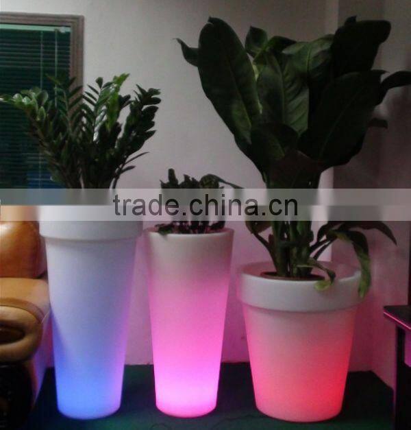FO-9520 LED Garden Floral Pot, LED Lighted Plastic Planter, Outdoor Tall Round Flower Pot