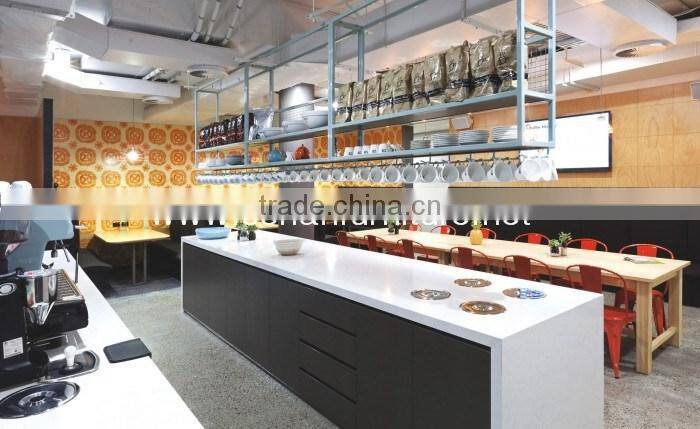Custom sized solid surface made Office self service kitchen counter