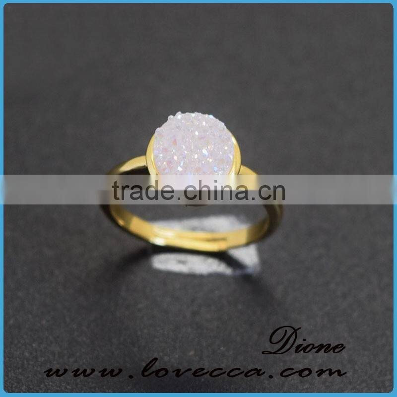 Beautiful Natural Druzy Gemstone Cluster 925 Sterling Handmade Silver 8mm Ring Women Jewelry