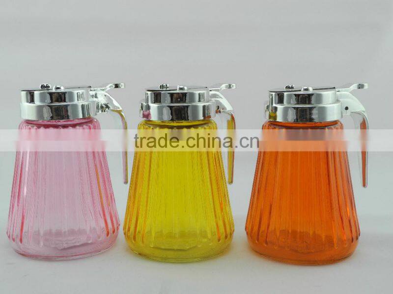 spray colored glass soybean oil dispenser jar with push pull cap