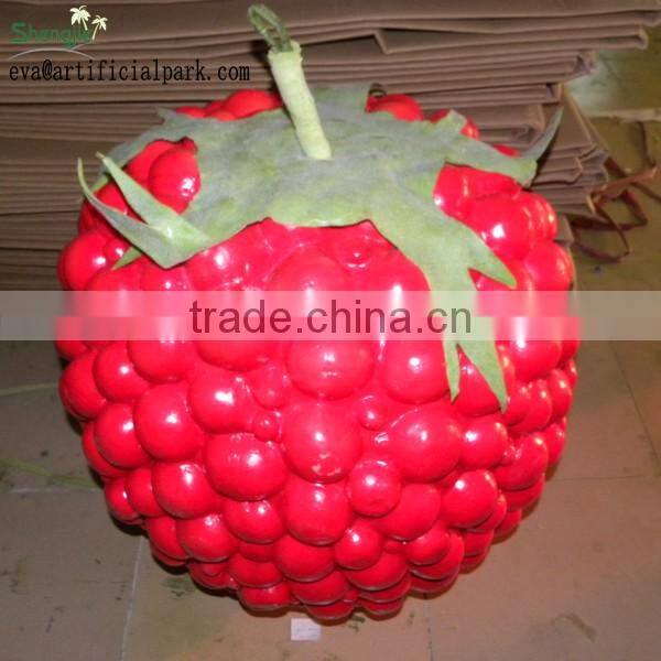 China wholesale manufacturer make PU fake fairy tale world decorative artificial huge raspberry fruits for decoration