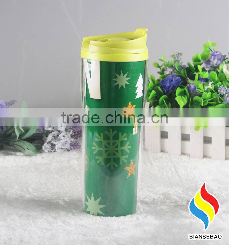 Double Wall Paper Insert Plastic Travel Mug