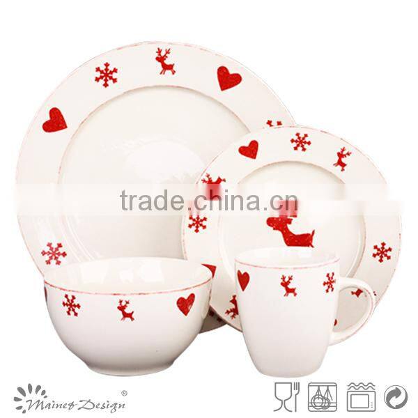 Snowflakes and bells elk novelty Christmas ceramic tableware 20pcs