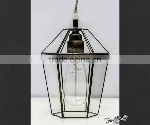 polygonous Glass simple terrarium lamp