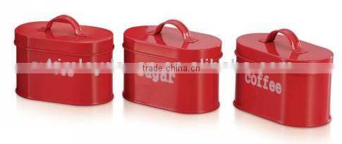 Vintage Oval Tea Coffee Sugar Canisters kitchen storage sets