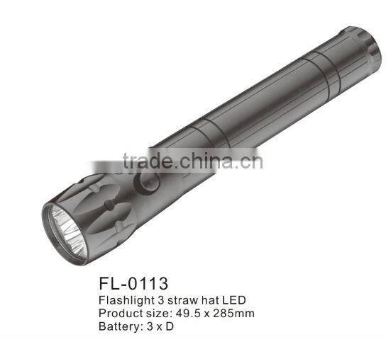 3 strawhat led aluminum flash light torch
