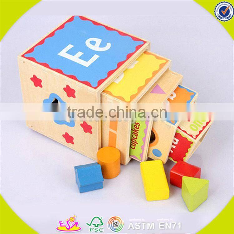 Wholesale cheap kids wooden stacking cup toy hot sale baby wooden stacking cup toy funny wooden stacking cup toy W13D079