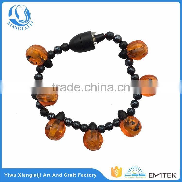Halloween cheap pumpkin beads lighting led bracelet