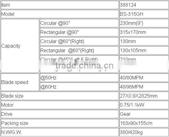 Metal Cutting Band saw BS-315GH