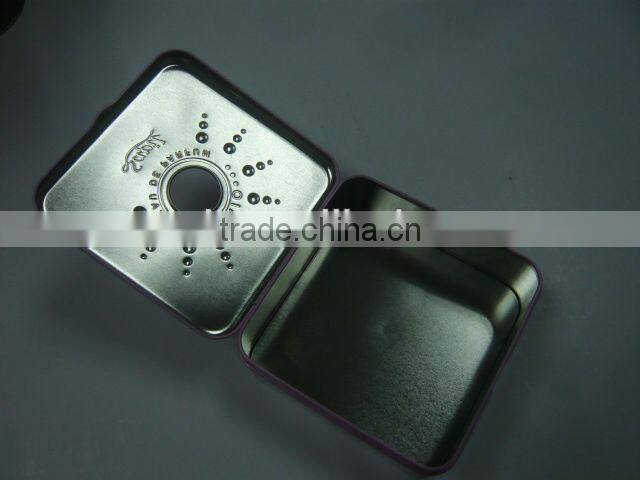 Square Perfume Can with Clear Window and Opening Nob