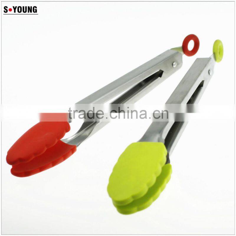 14015 Barbecue Grill Tongs Silicone Kitchen Serving Locking Food Tong