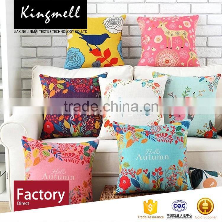 Custom season digital printed cotton linen throw pillow cover