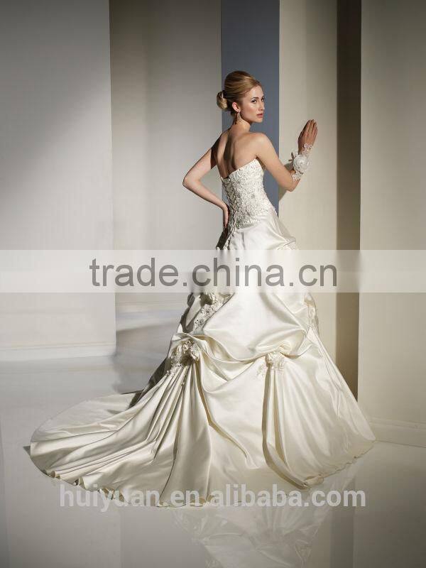 new style lace satin puffy princess ball gown wedding dress