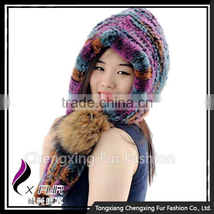 CX-C-242F 2016 New Women Warm Rex Rabbit Fur Knitting Hat